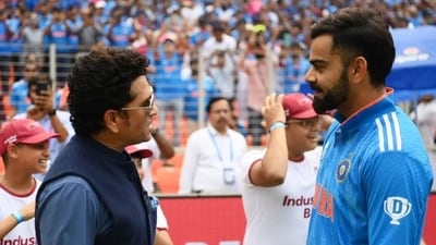 Kohli, 35, surpassed one of Tendulkar’s grand records at the maestro’s home turf by scoring his 50th ODI century (Getty Images)