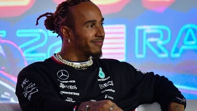 Nov 15, 2023; Las Vegas, Nevada, USA; Mercedes AMG Petronas driver Lewis Hamilton of Great Britain during media availabilities at Las Vegas Strip Circuit. Mandatory Credit: Gary A. Vasquez-USA TODAY Sports (USA TODAY Sports via Reuters Con)