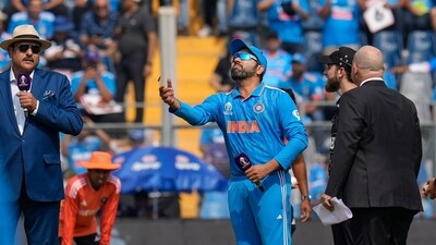 Mumbai: India's captain Rohit Sharma and New Zealand's captain Kane Williamson at the toss before the start of the ICC Men's Cricket World Cup 2023 semi-final (PTI) Mumbai: India's captain Rohit Sharma and New Zealand's captain Kane Williamson at the toss before the start of the ICC Men's Cricket World Cup 2023 semi-final (PTI)