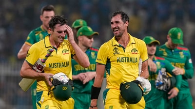 Australia defeated South Africa by three wickets in their 2023 World Cup semi-final, in Kolkata on Sunday. The Aussies will now face India in the final. (PTI) Australia defeated South Africa by three wickets in their 2023 World Cup semi-final, in Kolkata on Sunday. The Aussies will now face India in the final. (PTI)