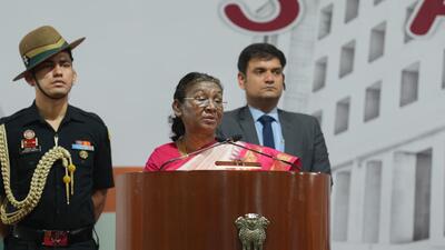 President Droupadi Murmu at the 3rd Audit Diwas at CAG headquarters in New Delhi on Thursday (PTI) President Droupadi Murmu at the 3rd Audit Diwas at CAG headquarters in New Delhi on Thursday (PTI)