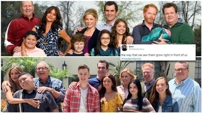 The cast of Modern Family in seasons 1 and 11. The cast of Modern Family in seasons 1 and 11.