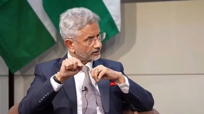 External affairs minister S Jaishankar speaks at an event organised by Wilton Park at the Royal Over-Seas League in London.