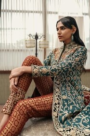 Zardozi jacket with brocade pants