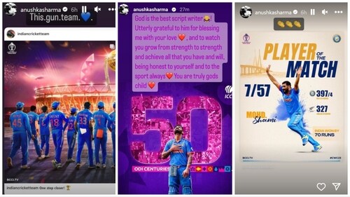 Anushka Sharma's posts for Virat Kohli and Team India. Anushka Sharma's posts for Virat Kohli and Team India.