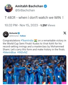 Amitabh Bachchan and Mohanlal on X. Amitabh Bachchan and Mohanlal on X.