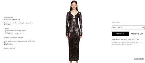 Alia's outfit is from the brand 16Arlington and comes with a price tag of $1550 which is equivalent to ₹1.28 lakh. (www.ssense.com) Alia's outfit is from the brand 16Arlington and comes with a price tag of $1550 which is equivalent to ₹1.28 lakh. (www.ssense.com)