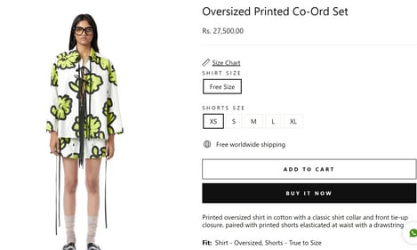 Anushka Sharma's co-ord set is sourced from the brand Dhruv Kapoor and costs ₹27,500. (dhruvkapoor.com) Anushka Sharma's co-ord set is sourced from the brand Dhruv Kapoor and costs ₹27,500. (dhruvkapoor.com)