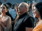 Sobhita Dhulipala and Katrina Kaif with Tarun Tahiliani at a Mumbai event. Sobhita Dhulipala and Katrina Kaif with Tarun Tahiliani at a Mumbai event.