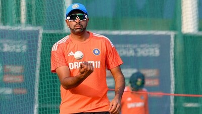 India's Ravichandran Ashwin during a practice session ahead of the ICC Men's Cricket World Cup 2023 final match against Australia, at Narendra Modi Stadium in Ahmedabad (ICC Twitter)