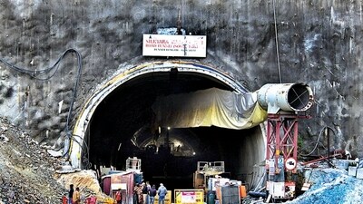 Around 41 workers are feared trapped after an under-construction tunnel in Uttarkashi district collapsed on November 12. (AP) Around 41 workers are feared trapped after an under-construction tunnel in Uttarkashi district collapsed on November 12. (AP)