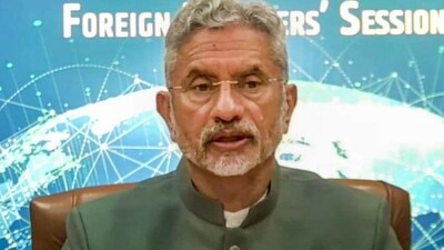 External affairs minister S Jaishankar virtually addresses at the first Foreign Ministers' Session of the 2nd Voice of the Global South Summit, in New Delhi on Friday. (PTI) External affairs minister S Jaishankar virtually addresses at the first Foreign Ministers' Session of the 2nd Voice of the Global South Summit, in New Delhi on Friday. (PTI)