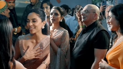 Sobhita Dhulipala and Katrina Kaif with Tarun Tahiliani at a Mumbai event.