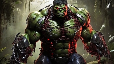 Zombie Hulk’s conscience compels him to put a pause to any more destruction to the planet, as he hides himself in the jungle. (Illustration: Anurag Mehra/ HT)