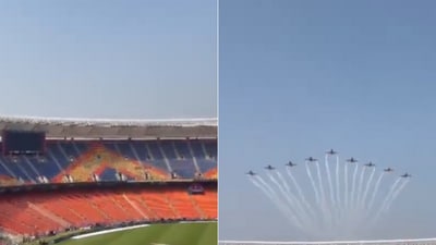 The image shows IAF's practice drill ahead of the World Cup final. (X/@anandmahindra) The image shows IAF's practice drill ahead of the World Cup final. (X/@anandmahindra)