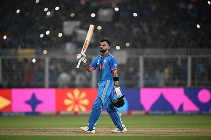 Kohli celebrates after equalling the great man (Getty) Kohli celebrates after equalling the great man (Getty)