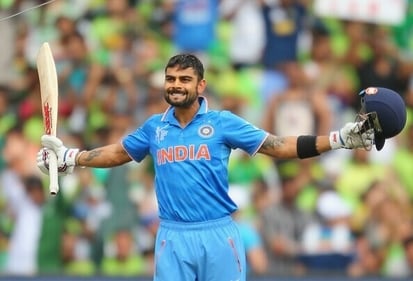 Kohli celebrates his 2nd World Cup hundred (Getty) Kohli celebrates his 2nd World Cup hundred (Getty)