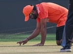 India's captain Rohit Sharma checks the pitch during a practice session at the Narendra Modi Stadium in Ahmedabad India's captain Rohit Sharma checks the pitch during a practice session at the Narendra Modi Stadium in Ahmedabad