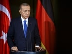 Israel-Hamas War: Turkish president Recep Tayyip Erdogan attends a press conference.