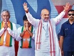 Union home minister Amit Shah in Jogulamba, Gadwal district, on Saturday. (PTI) Union home minister Amit Shah in Jogulamba, Gadwal district, on Saturday. (PTI)