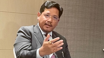 Meghalaya Chief Minister Conrad Sangm talking about using music as stress relief (Soumya Vajpayee) Meghalaya Chief Minister Conrad Sangm talking about using music as stress relief (Soumya Vajpayee)