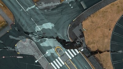 Iceland Volcano: Cracks at an intersection in the town of Grindavik, Iceland. (AP) Iceland Volcano: Cracks at an intersection in the town of Grindavik, Iceland. (AP)