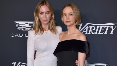 Emily Blunt and Carey Mulligan pose together at Variety's Power of Women event as they complemented each other in white and black. Emily received the Power of Women Alumni Award at the event. (Jordan Strauss/Invision/AP) Emily Blunt and Carey Mulligan pose together at Variety's Power of Women event as they complemented each other in white and black. Emily received the Power of Women Alumni Award at the event. (Jordan Strauss/Invision/AP)