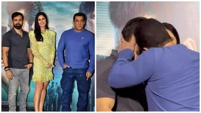 Salman Khan enacted a kissing scene with Emraan Hashmi at Tiger 3 event on Friday. Salman Khan enacted a kissing scene with Emraan Hashmi at Tiger 3 event on Friday.