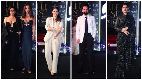 Neha Sharma, Aisha Sharma, Saiyami Kher, Vikrant Massey and Diana Penty at Elle event. (Varinder Chawla)