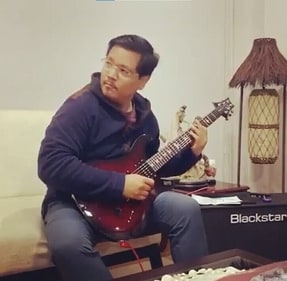 A still from the video of Meghalaya CM Conrad Sangma playing an Iron Maiden song on an electric guitar that went viral on social media (Soumya Vajpayee) A still from the video of Meghalaya CM Conrad Sangma playing an Iron Maiden song on an electric guitar that went viral on social media (Soumya Vajpayee)