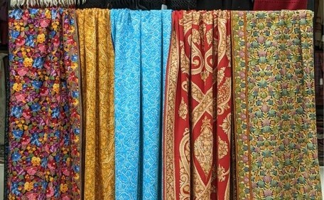 Pashmina shawls from Jammu & Kashmir are part of this showcase. Pashmina shawls from Jammu & Kashmir are part of this showcase.