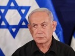 Israeli Prime Minister Benjamin Netanyahu during a press conference with defence minister Yoav Gallant.