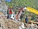 The under-construction tunnel between Silkyara and Dandalgaon on the Brahmakhal-Yamunotri national highway, days after a portion of the tunnel collapsed trapping several workers inside, in Uttarkashi district, on Sunday. (PTI) The under-construction tunnel between Silkyara and Dandalgaon on the Brahmakhal-Yamunotri national highway, days after a portion of the tunnel collapsed trapping several workers inside, in Uttarkashi district, on Sunday. (PTI)