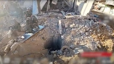 An opening to a tunnel that, according to Israel's military, was used by Palestinian militants under Al Shifa hospital in the Gaza Strip. (via REUTERS)