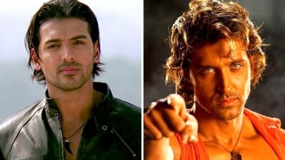 John Abraham as Kabir in Dhoom and Hrithik Roshan as Aaryan in Dhoom 2 John Abraham as Kabir in Dhoom and Hrithik Roshan as Aaryan in Dhoom 2