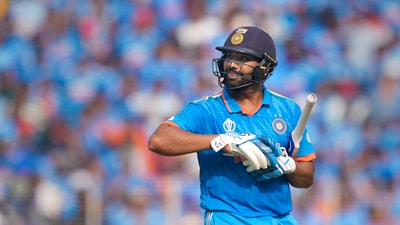 Rohit Sharma after his dismissal during the ICC Cricket World Cup 2023 final between India and Australia (PTI) Rohit Sharma after his dismissal during the ICC Cricket World Cup 2023 final between India and Australia (PTI)
