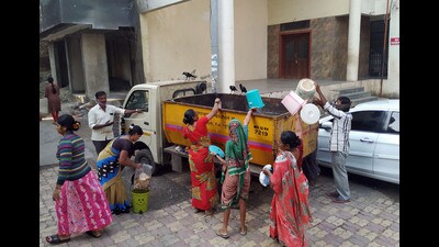 SWaCH, in partnership with the PMC, collects door-to-door waste in Pune city. SWaCH members had planned a protest to put forward their demands, mainly long-term renewal of their contracts. (HT PHOTO)