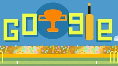 Google Doodle celebrates 2023 ICC Men's Cricket World Cup final between India and Australia.