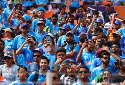 India vs Australia World Cup final: Indian fans inside the stadium before the match. (Reuters)