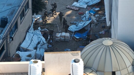 Israel-Hamas War: Israeli soldiers walk at the Al Shifa hospital complex, amid their ground operation against Hamas.