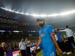 India's Mohammed Shami looks dejected after receiving his runners-up medal