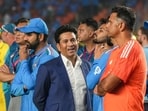 Sachin Tendulkar could be seen having a word with the Indian contingent after the match. 