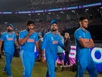 India players Shubman Gill, Suryakumar Yadav, Jasprit Bumrah and KL Rahul during the presentation ceremony of the ICC Men's Cricket World Cup 2023 final