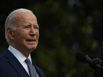 US President Joe Biden speaks.