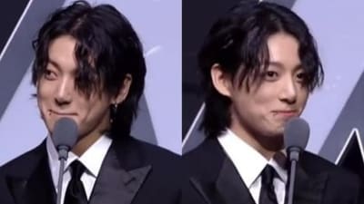BTS' Jungkook reacted as emcee interrupted him on stage. BTS' Jungkook reacted as emcee interrupted him on stage.