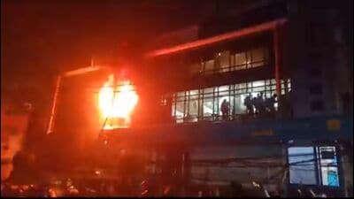 Eight fire tenders, hydraulic fire unit rescued 40 people; no casualty (HT Photo) Eight fire tenders, hydraulic fire unit rescued 40 people; no casualty (HT Photo)