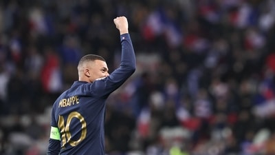 France's forward #10 Kylian Mbappe celebrates after scoring the eleventh goal (AFP) France's forward #10 Kylian Mbappe celebrates after scoring the eleventh goal (AFP)