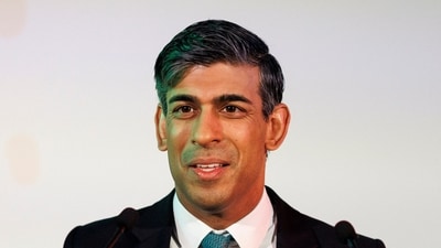 British prime minister Rishi Sunak speaks. (Reuters)