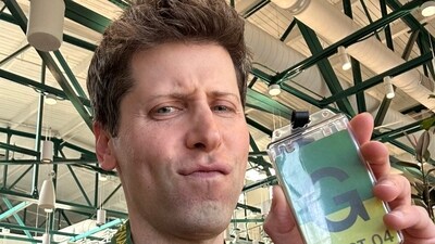OpenAI Co-founder Sam Altman posing with a guest card at the OpenAI offices with a caption, 'first and last time I hold this'. OpenAI Co-founder Sam Altman posing with a guest card at the OpenAI offices with a caption, 'first and last time I hold this'.