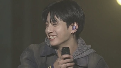BTS member Jungkook at the Golden live on-stage concert. BTS member Jungkook at the Golden live on-stage concert.